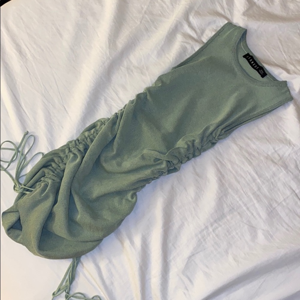 Military green mini dress